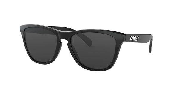 Anteojos Oakley Frogskins Negro Brillante / Gris, vista en ángulo
