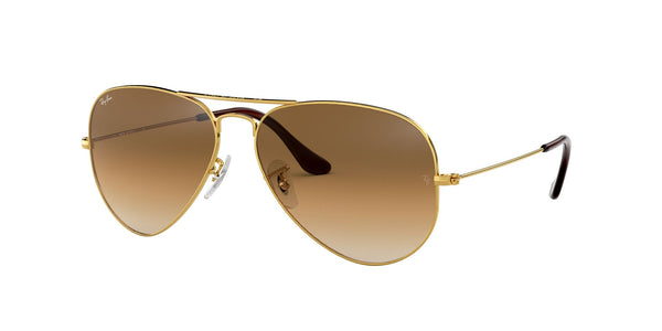 Anteojos Ray-Ban Aviator Dorado / Café Claro Degradé - RB3025-001/51, vista en ángulo