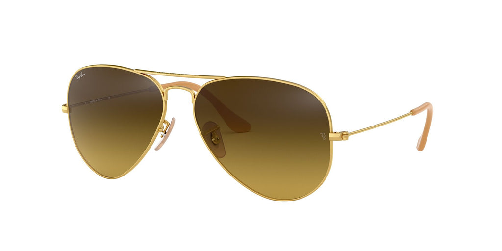 Anteojos Ray-Ban Aviator Dorado / Café Degradé - RB3025-112/85, vista en ángulo