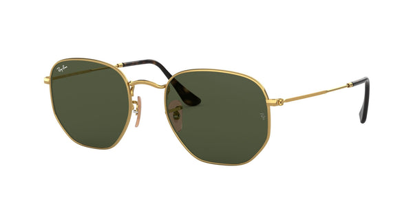 Anteojos Ray-Ban Hexagonal Dorado / Verde G-15 - RB3548N-001, vista en ángulo