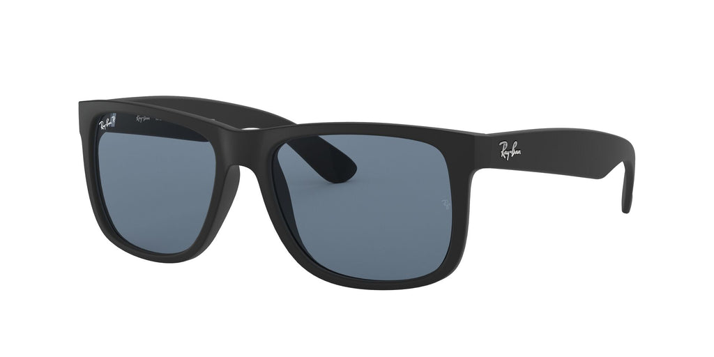 Anteojos Ray-Ban Justin Negro Goma / Azul Polarizado - RB4165-622/2V, vista en ángulo