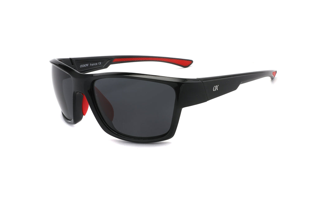 Anteojos Oxbow Negro y Rojo / Gris Oscuro - OX 256 02, vista en ángulo